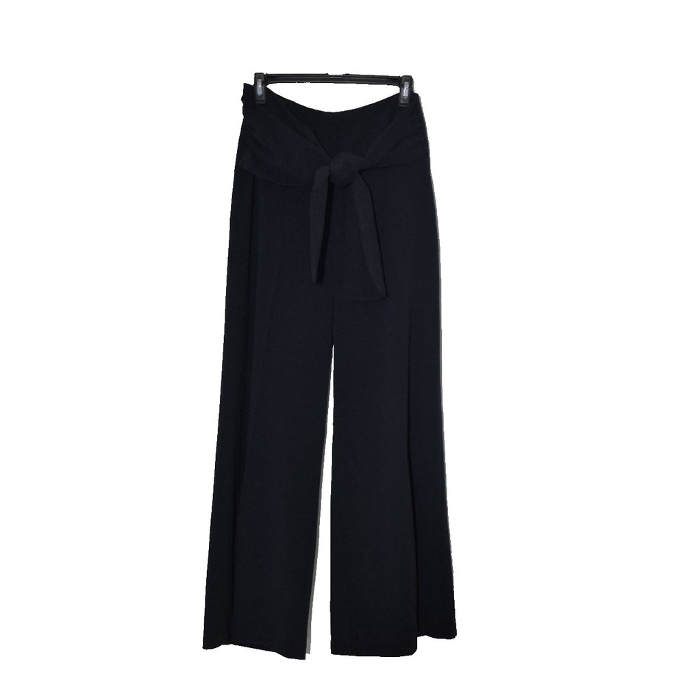 NY&C Pants Womens Small Black Belted Wide Palazzo Dress NEW